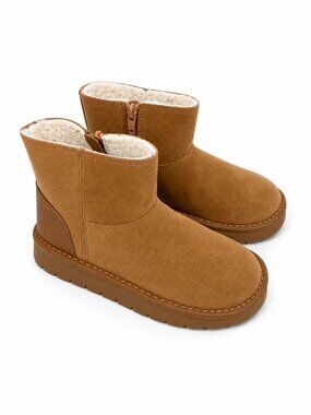 Cat and Jack Arlo Zipper Shearling Style Tan Boots Toddler Girls size 13 NEW
